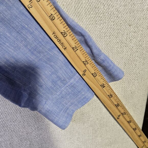 J Jill Shirt Tunic Love Linen Button Blouse Slits Beach Medium Long Sleeve - Picture 10 of 13